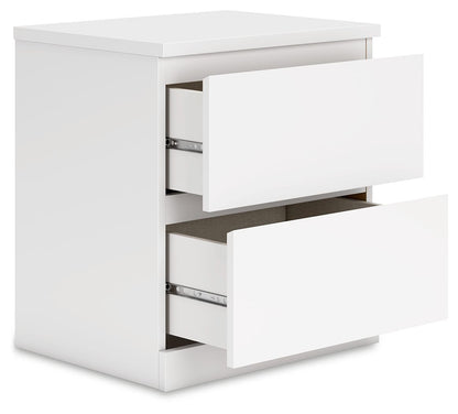 Onita - White - Two Drawer Night Stand - Hornell Furniture Outlet