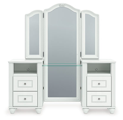 Kozlani - Vanity With Mirror - White - Hornell Furniture Outlet