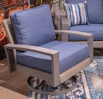 Half Moon Beach - Blue / Gray - Swivel Lounge With Cushion - Hornell Furniture Outlet