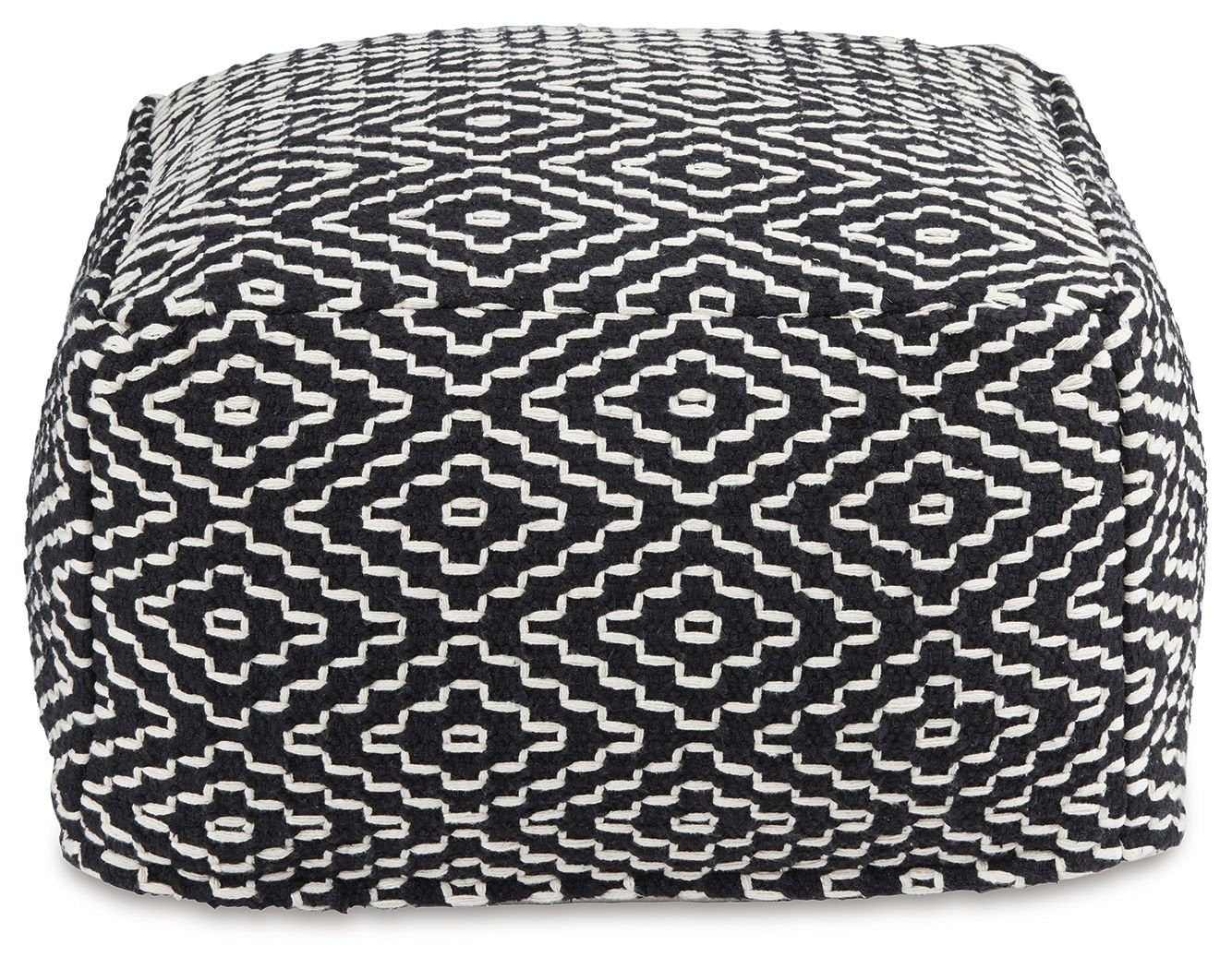 Jasett - Black / Ivory - Pouf - Hornell Furniture Outlet