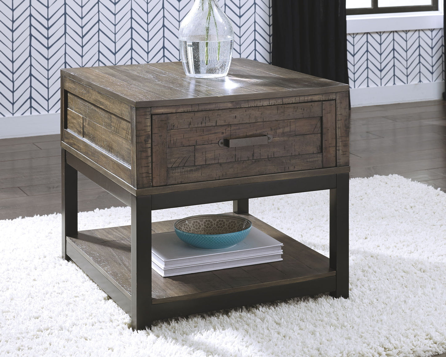 Johurst - Grayish Brown - Rectangular End Table - Hornell Furniture Outlet