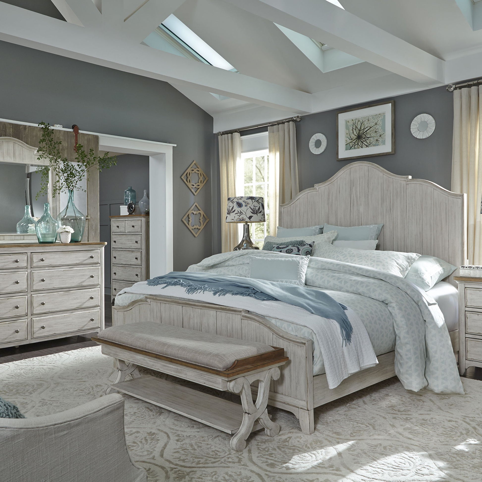 Farmhouse Reimagined - 5 Drawer Chest - White - Hornell Furniture Outlet