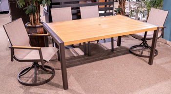 Carmel Highlands - Dark Brown - Rectangular Dining Table With Umbrella Option - Hornell Furniture Outlet