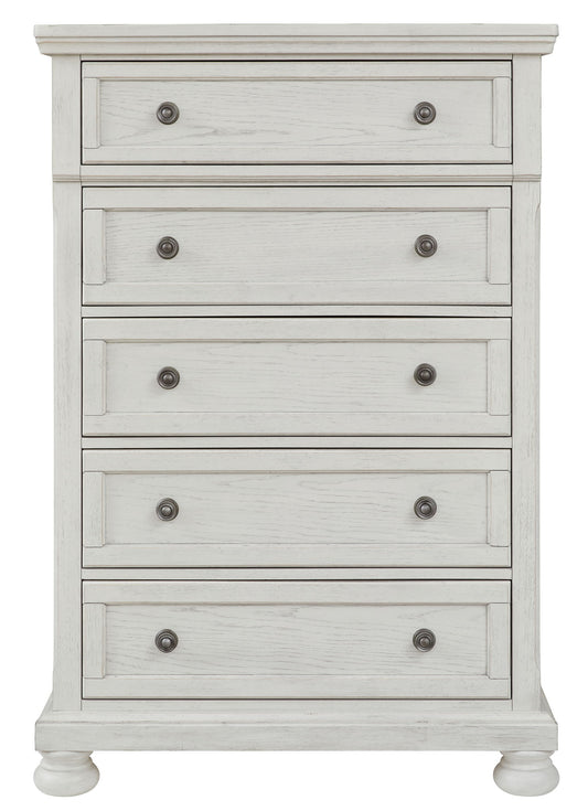 Robbinsdale - Antique White - Five Drawer Chest - Hornell Furniture Outlet
