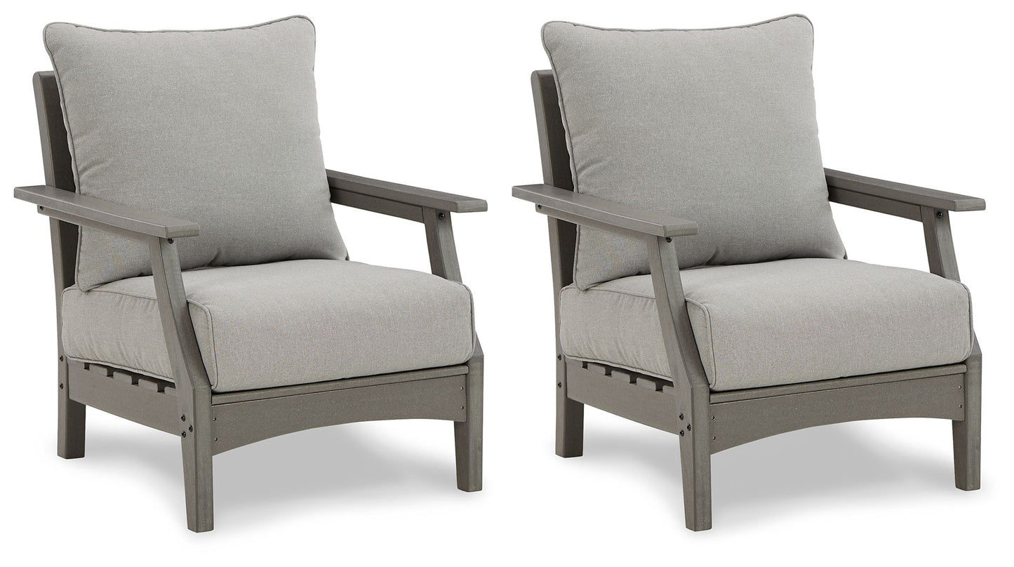 Visola - Gray - Lounge Chair w/Cushion (Set of 2) - Hornell Furniture Outlet