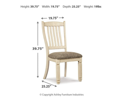 Bolanburg - Dining UPH Side Chair (Set of 2) - Rake Back - Brown / Beige - Hornell Furniture Outlet