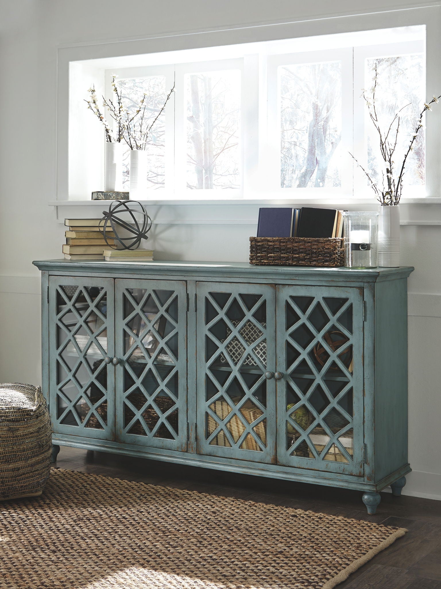 Mirimyn - Antique Teal - Accent Cabinet - Vintage Finish - Hornell Furniture Outlet