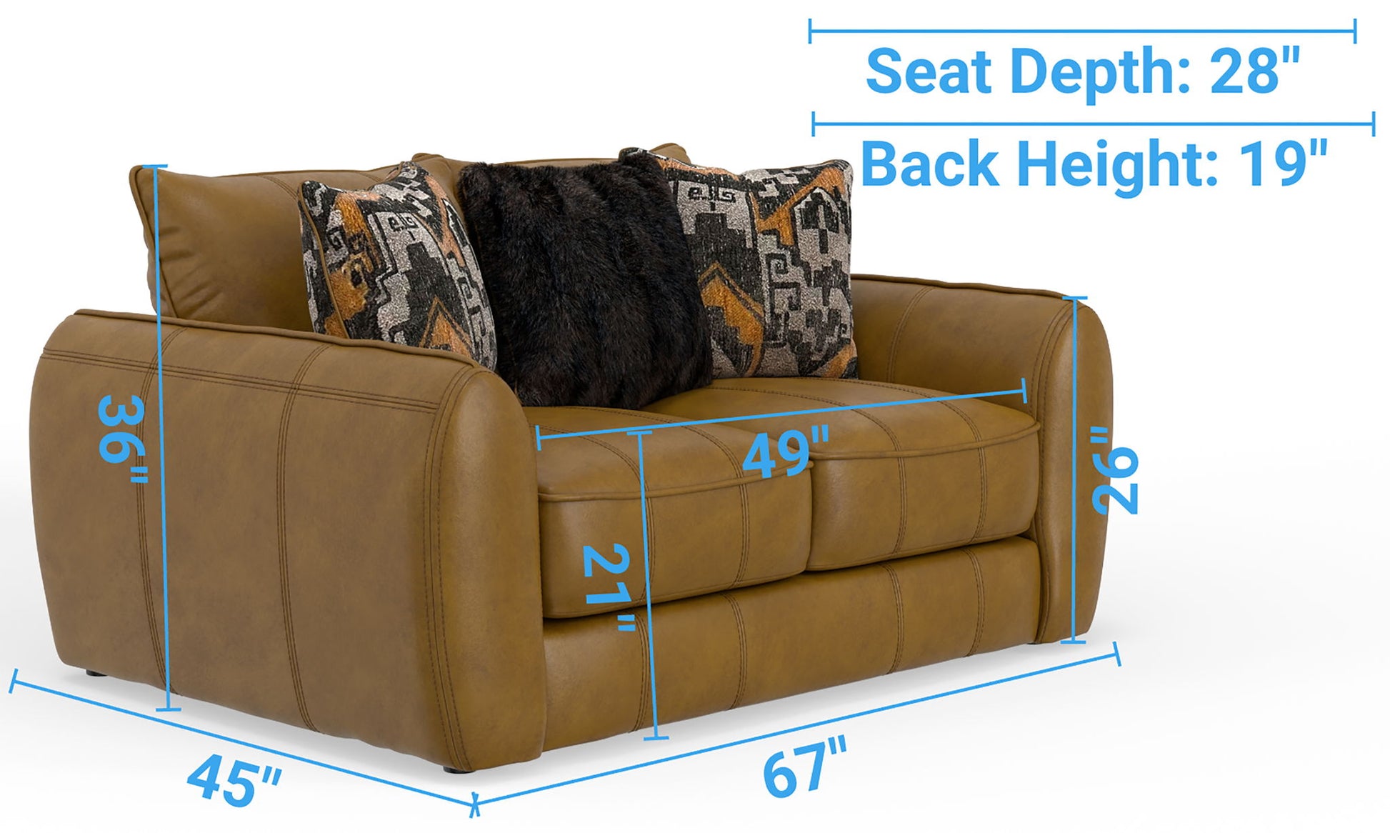 Corvara - Top Grain Italian Leather Match Loveseat - Caramel - Hornell Furniture Outlet