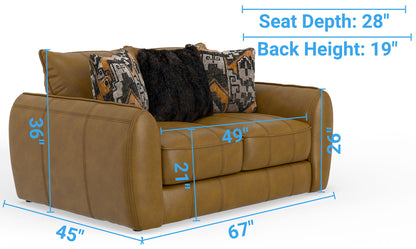 Corvara - Top Grain Italian Leather Match Loveseat - Caramel - Hornell Furniture Outlet