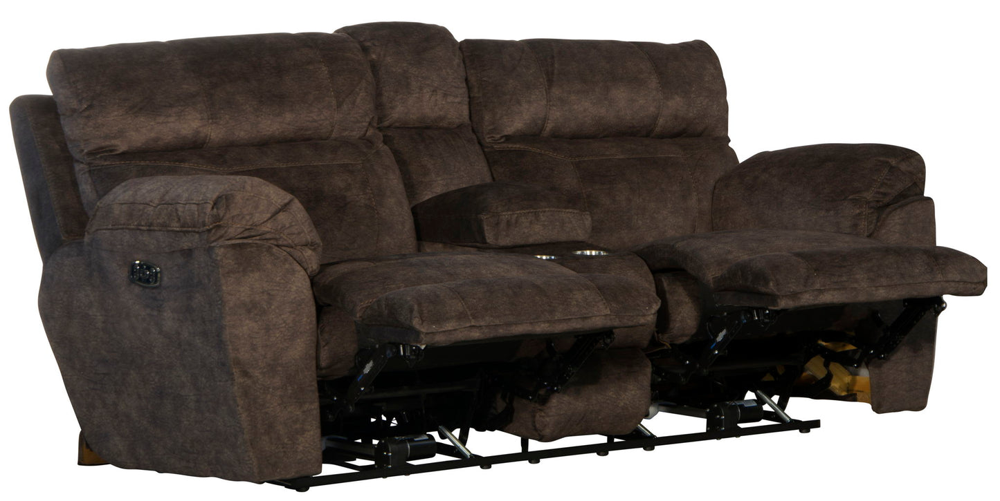 Sedona - Power Hdrst With Lumbar Lay Flat Reclining Console Loveseat With Storage & Cupholders - Hornell Furniture Outlet
