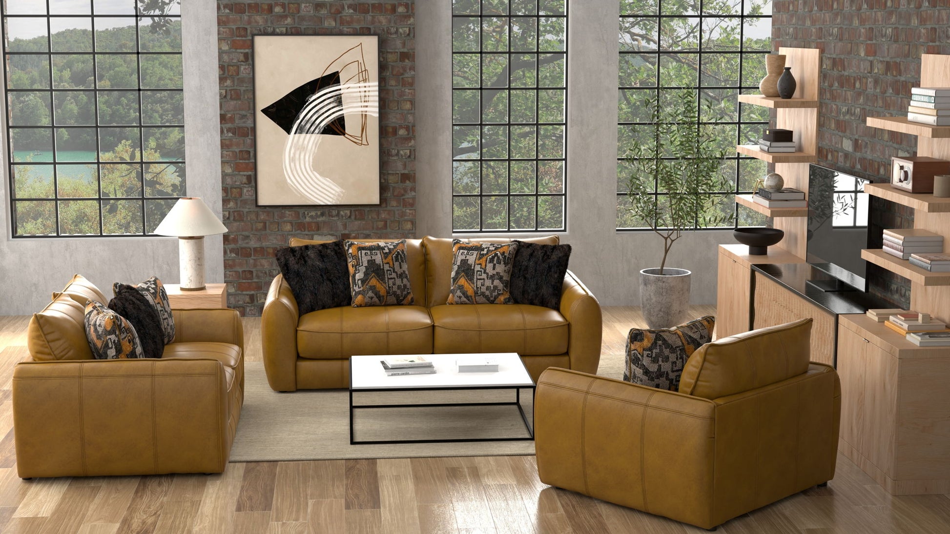 Corvara - Top Grain Italian Leather Match Sofa - Caramel - Hornell Furniture Outlet