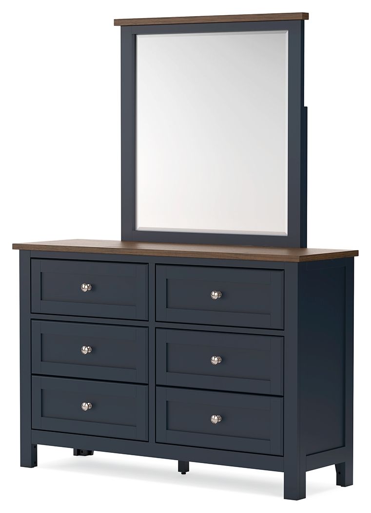 Landocken - Brown / Blue - Dresser and Mirror - Hornell Furniture Outlet