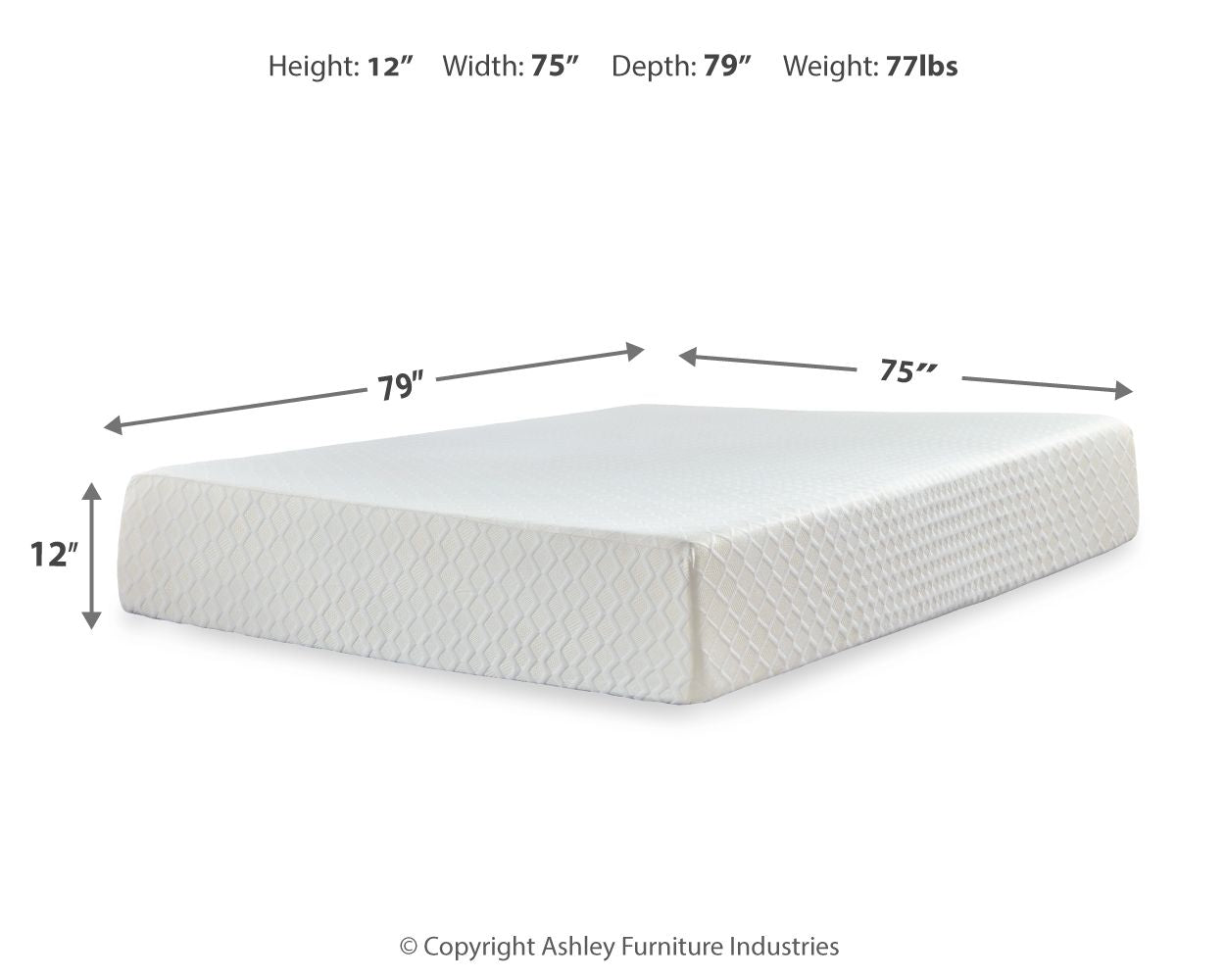 Chime 12 Inch Memory Foam - White - California King Mattress - 12 - inch - Hornell Furniture Outlet