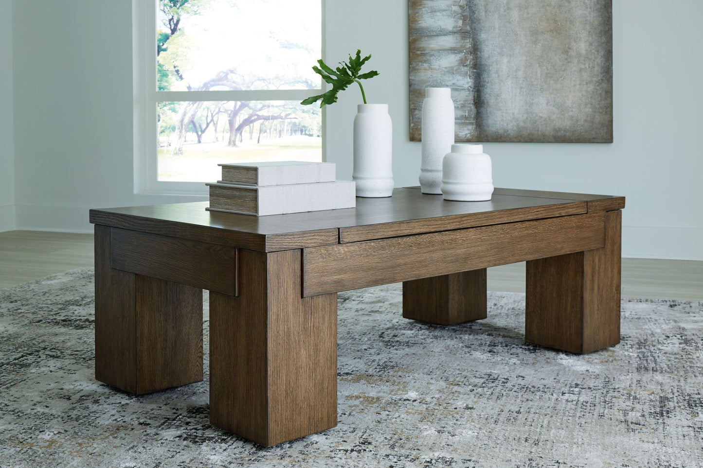 Rosswain - Warm Brown - Lift Top Cocktail Table - Hornell Furniture Outlet
