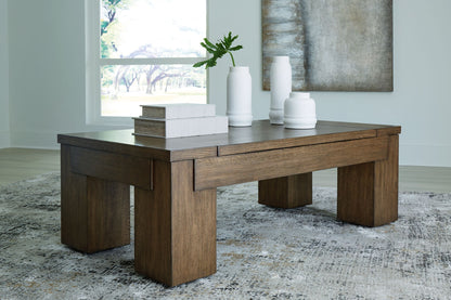 Rosswain - Warm Brown - Lift Top Cocktail Table - Hornell Furniture Outlet