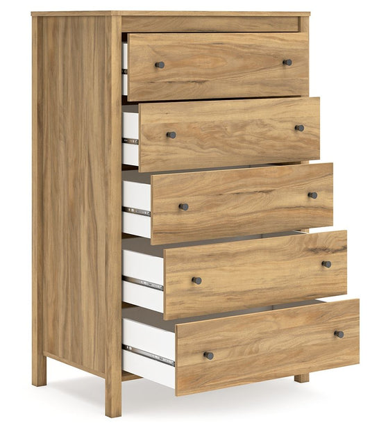 Bermacy - Light Brown - Five Drawer Chest - Hornell Furniture Outlet