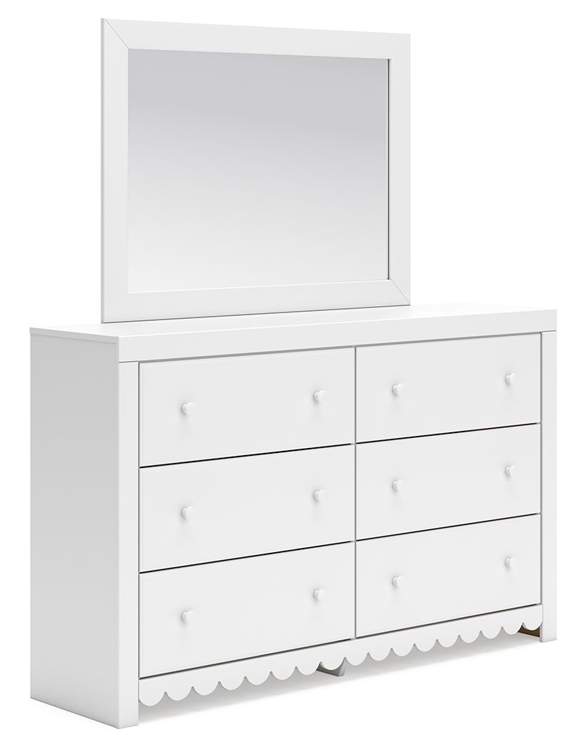 Mollviney - White - Dresser And Mirror - Hornell Furniture Outlet