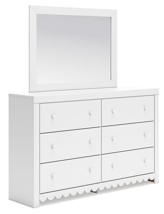 Mollviney - White - Dresser And Mirror - Hornell Furniture Outlet