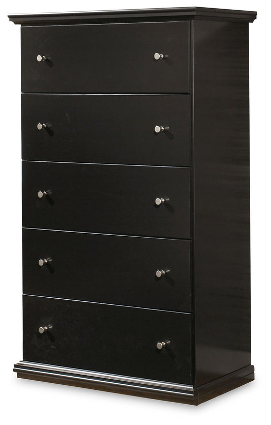 Maribel - Black - Five Drawer Chest - Hornell Furniture Outlet