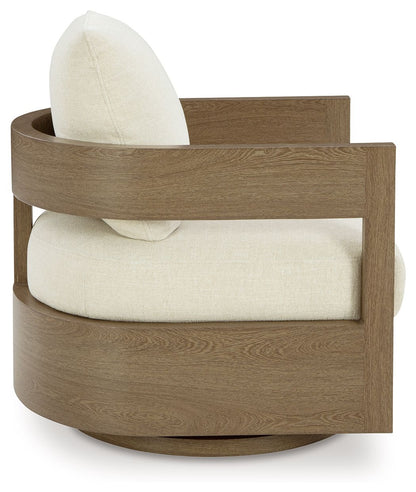 Serene Bay - Dark Brown / White - Swivel Glider Chair With Cushion - Hornell Furniture Outlet