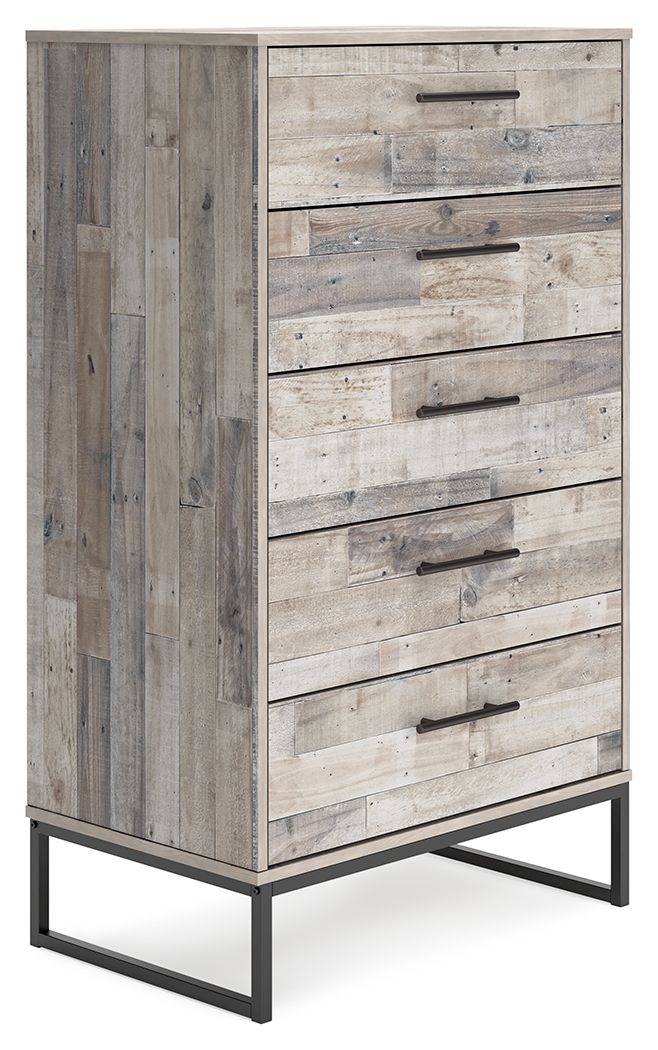Neilsville - Whitewash - Five Drawer Chest - Hornell Furniture Outlet