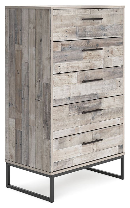 Neilsville - Whitewash - Five Drawer Chest - Hornell Furniture Outlet
