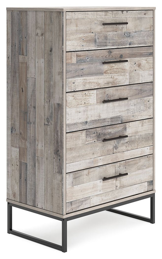 Neilsville - Whitewash - Five Drawer Chest - Hornell Furniture Outlet