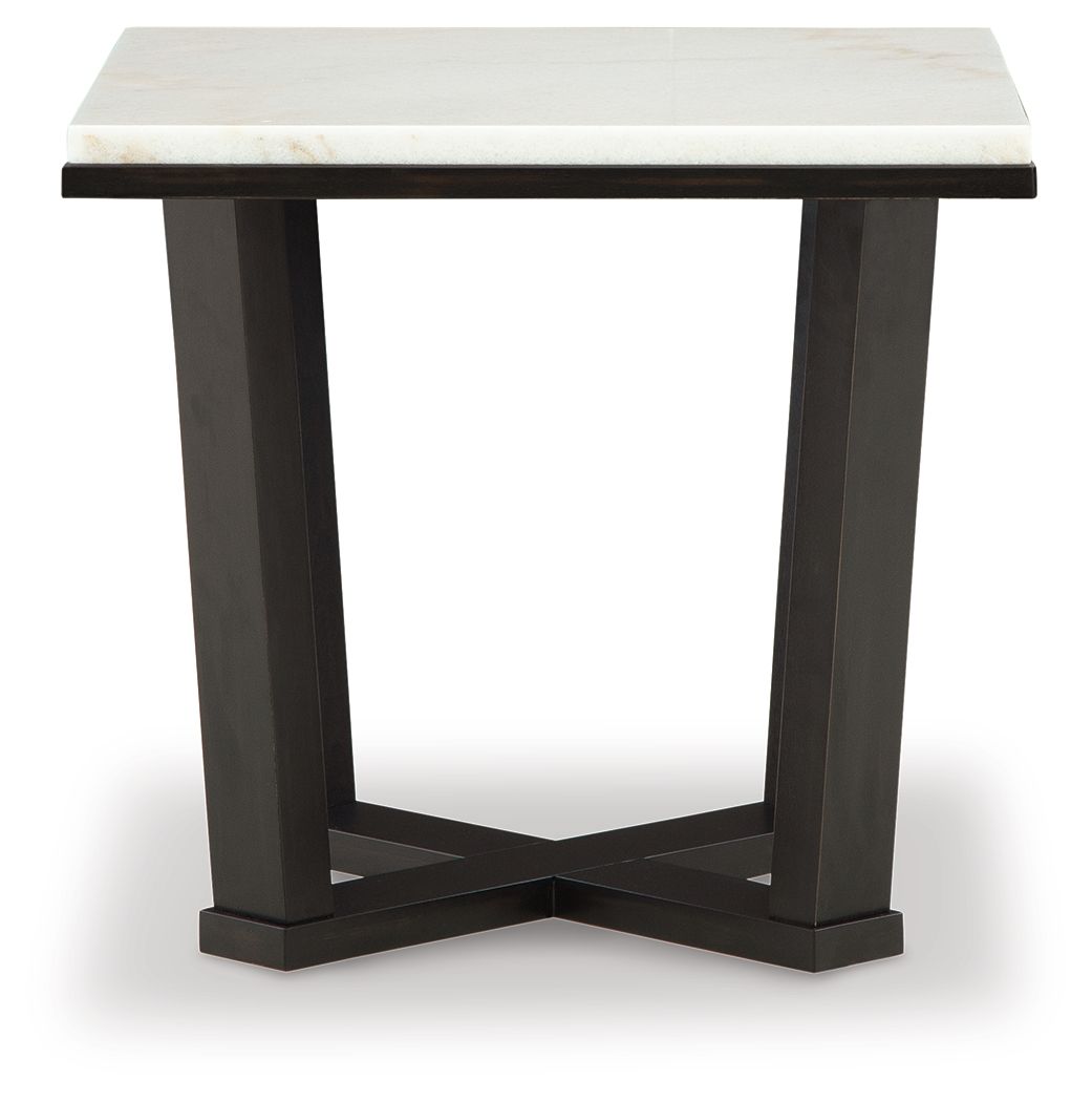 Fostead - White / Espresso - Square End Table - Hornell Furniture Outlet