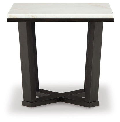 Fostead - White / Espresso - Square End Table - Hornell Furniture Outlet