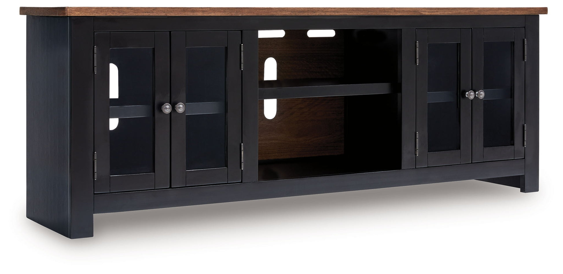 Wildenauer - Brown / Black - XL TV Stand With Fireplace Option - Hornell Furniture Outlet
