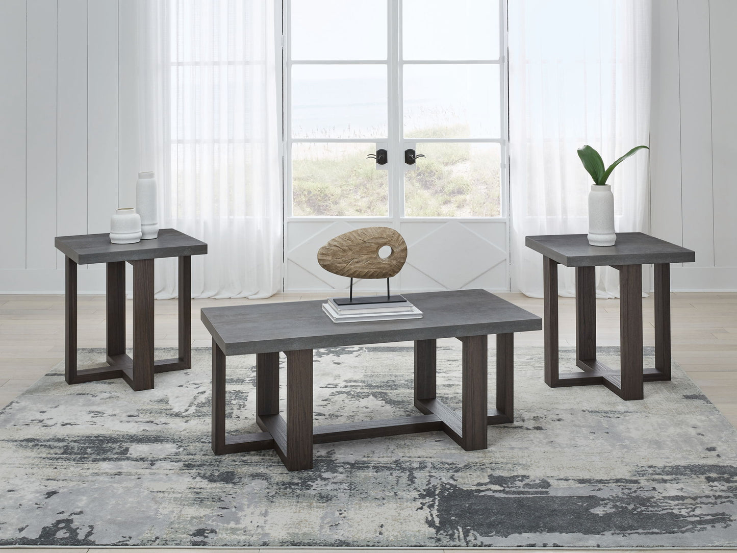 Dynnford - Occasional Table Set (Set of 3) - Gray / Brown - Hornell Furniture Outlet