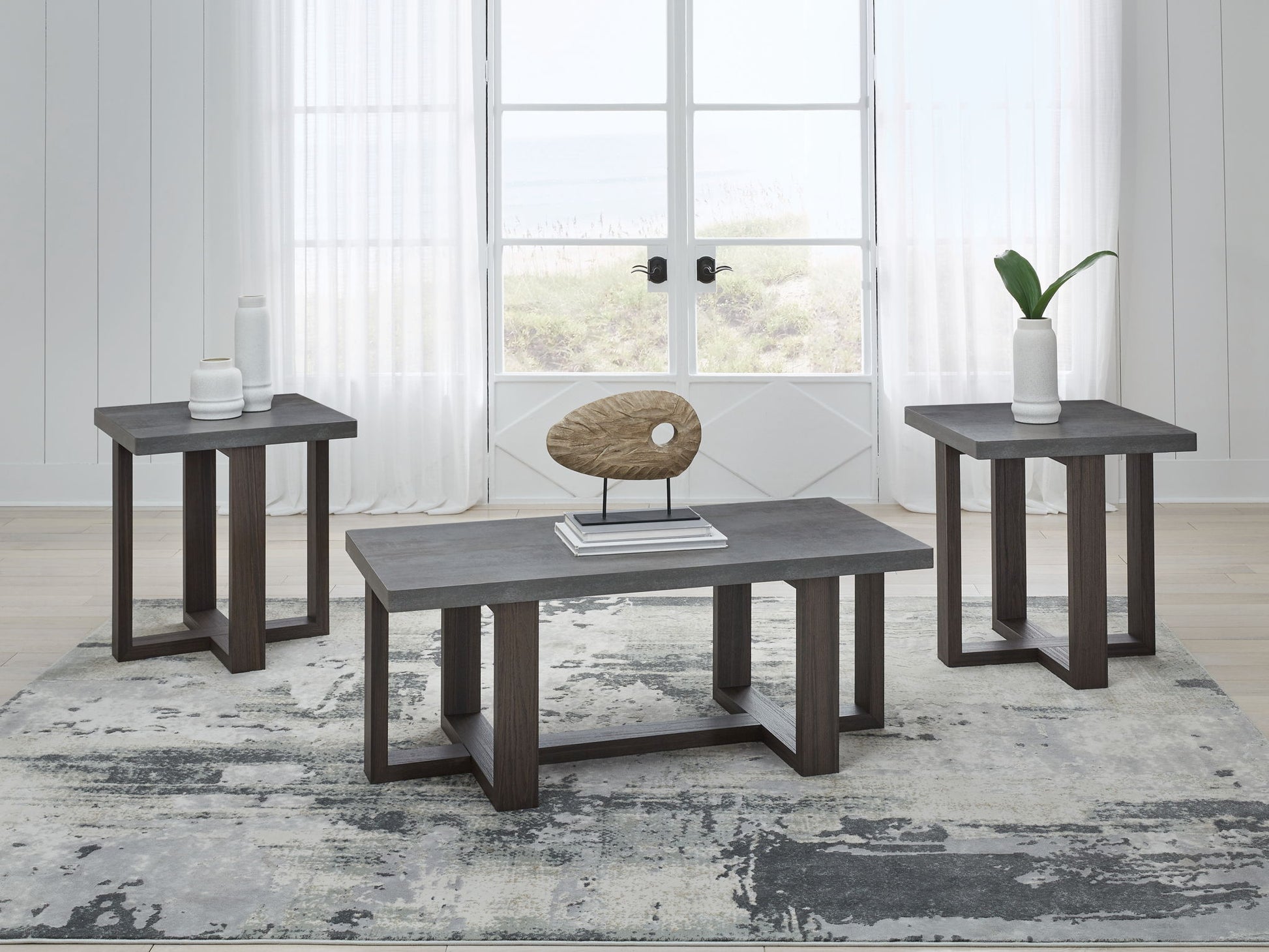 Dynnford - Occasional Table Set (Set of 3) - Gray / Brown - Hornell Furniture Outlet