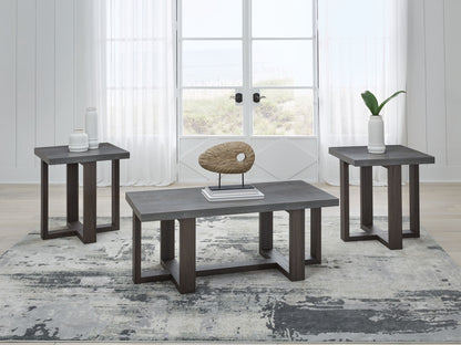 Dynnford - Occasional Table Set (Set of 3) - Gray / Brown - Hornell Furniture Outlet