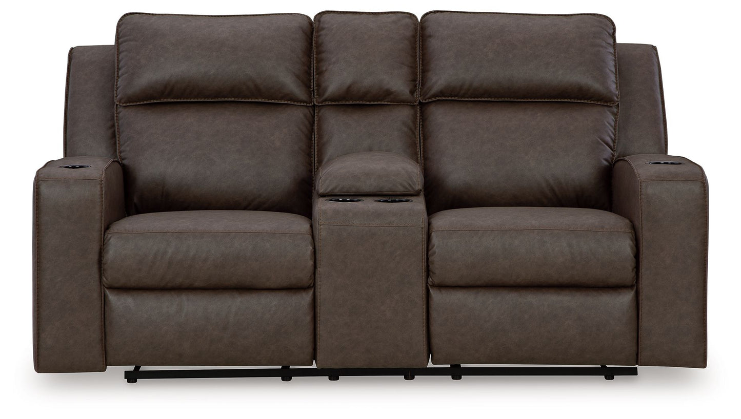 Lavenhorne - Granite - Dbl Rec Loveseat W/Console - Hornell Furniture Outlet