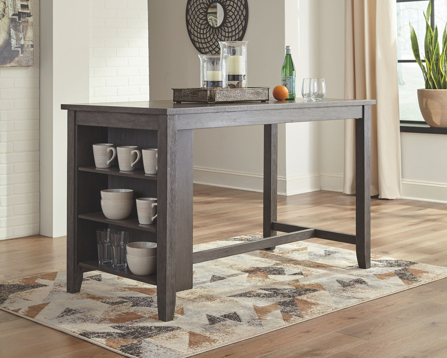 Caitbrook - Gray - Rectangular Dining Room Counter Table - Hornell Furniture Outlet