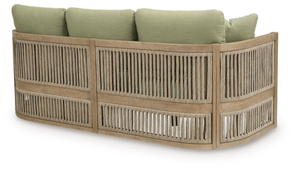 Serena Shores - Beige / Green - Sofa With Cushion - Hornell Furniture Outlet
