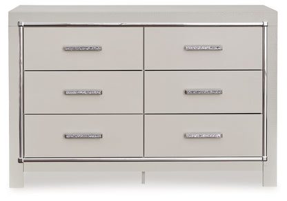 Zyniden - Silver - Six Drawer Dresser - Hornell Furniture Outlet