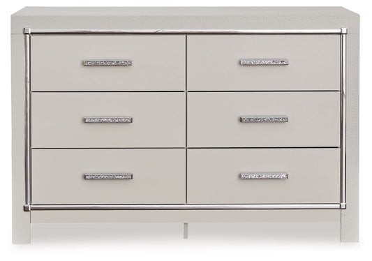 Zyniden - Silver - Six Drawer Dresser - Hornell Furniture Outlet