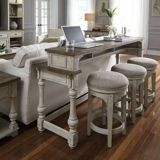 Morgan Creek - 4 Piece Console Set (1 Console 3 Stools) - White - Hornell Furniture Outlet