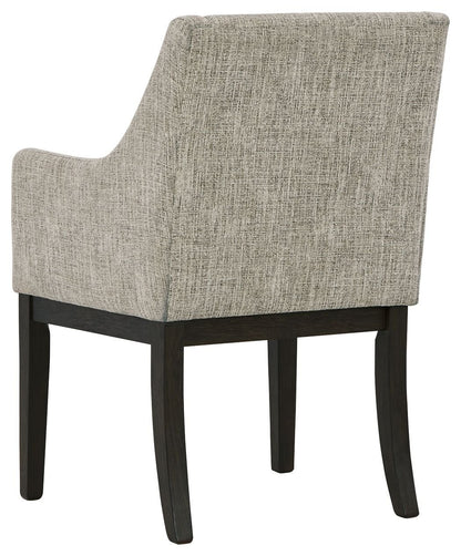 Burkhaus - Beige / Dark Brown - Dining UPH Arm Chair (Set of 2) - Hornell Furniture Outlet