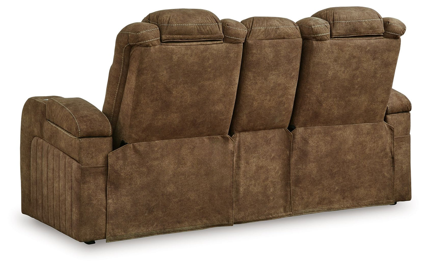 Wolfridge - Brindle - Power Reclining Loveseat With Console /Adj Hdrst - Hornell Furniture Outlet