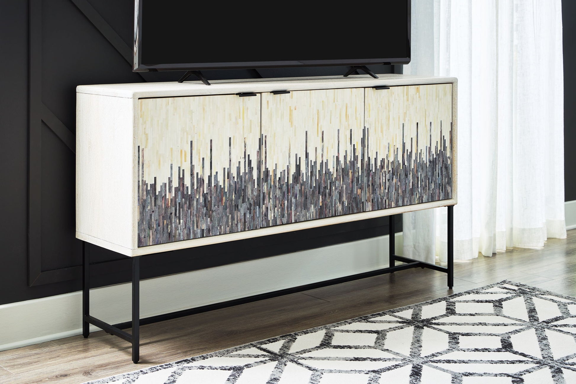 Freyton - White / Gray - Accent Cabinet - Hornell Furniture Outlet