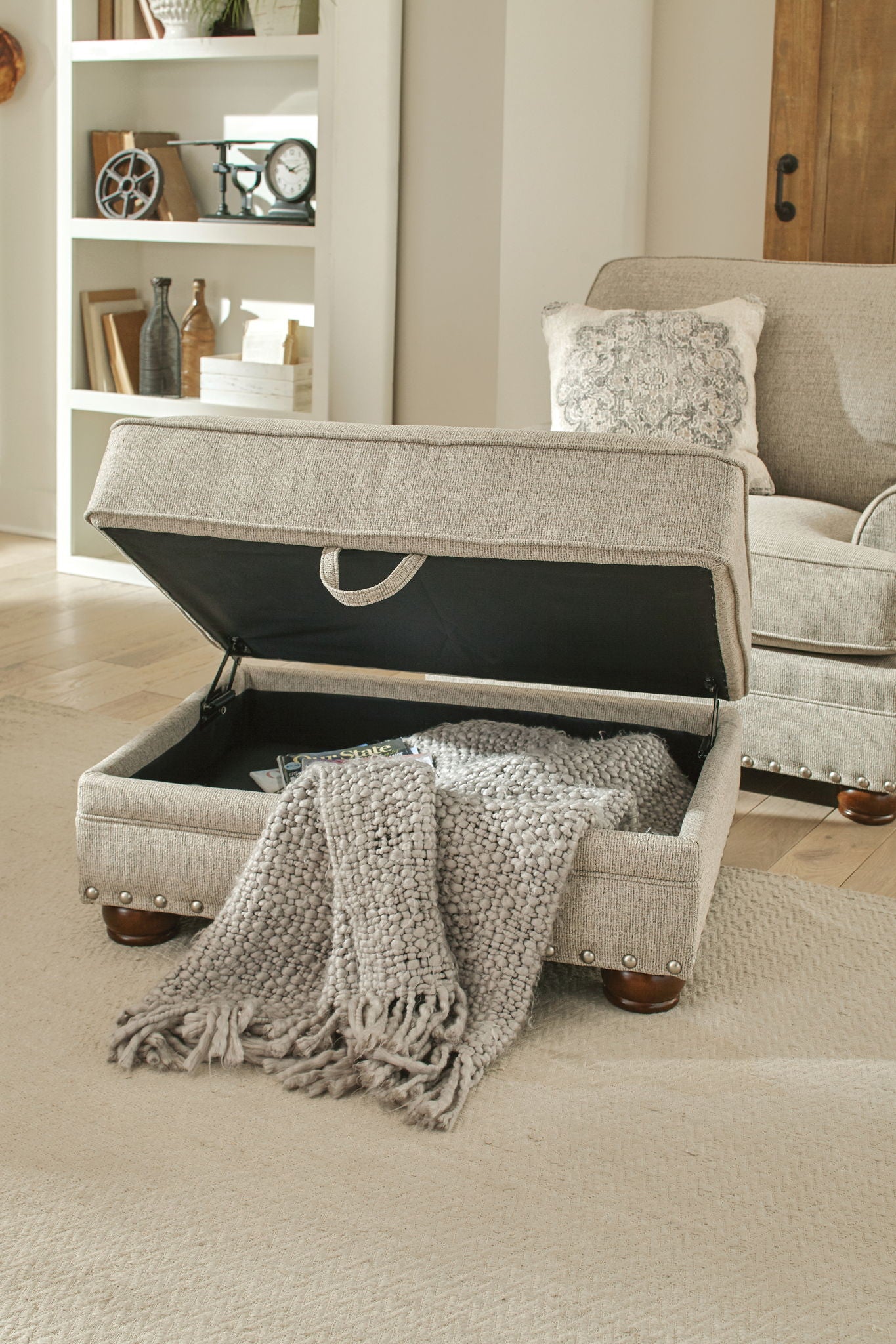 Farmington - Storage Ottoman - Buff - Hornell Furniture Outlet