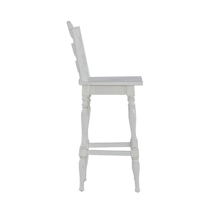Magnolia Manor - Ladderback Swivel Bar Stool - White - Hornell Furniture Outlet