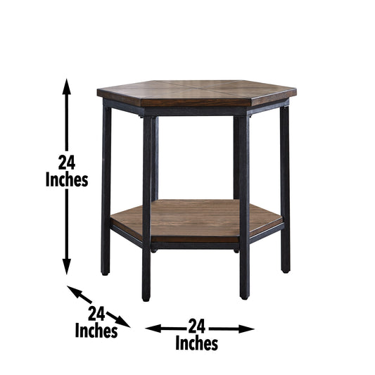 Ultimo - Hexagon End Table - Brown - Hornell Furniture Outlet
