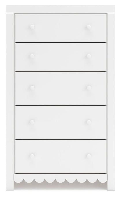 Mollviney - White - Five Drawer Chest - Hornell Furniture Outlet