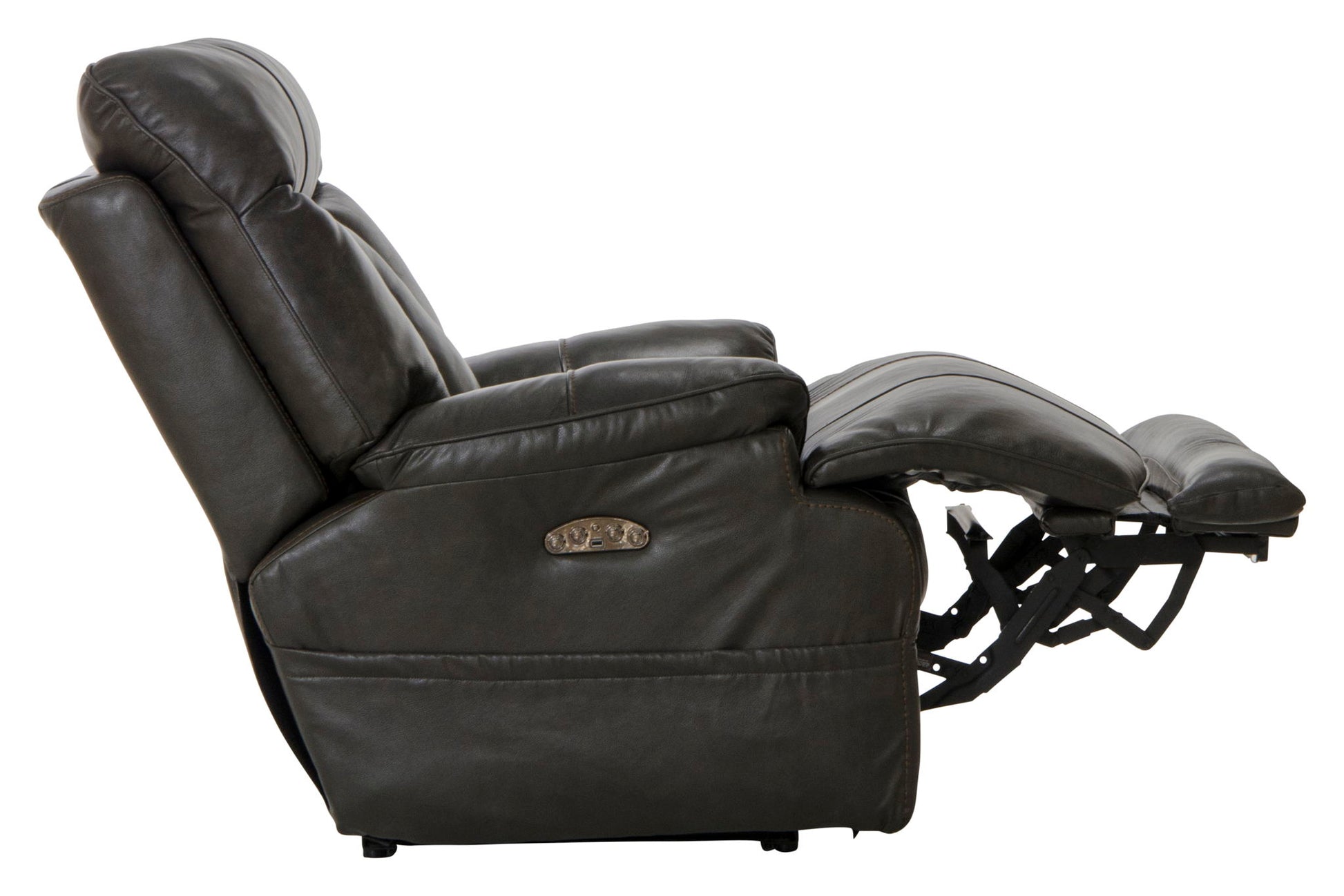 Naples - Power Lay Flat Recliner With Extended Ottoman - Chocolate - Hornell Furniture Outlet