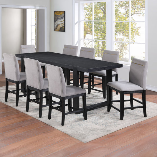 Yves - 9 Piece Counter Set - Black - Hornell Furniture Outlet