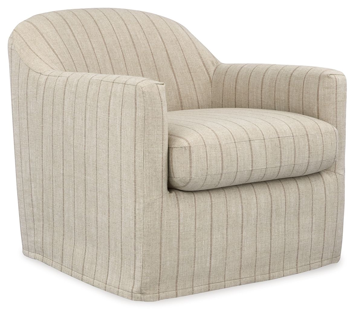 Valwick - Swivel Accent Chair - Cream / Brown - Hornell Furniture Outlet