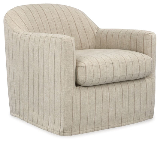 Valwick - Swivel Accent Chair - Cream / Brown - Hornell Furniture Outlet
